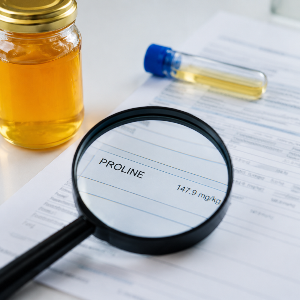 🍯 پرولین عسل چیست؟ بررسی یکی از مهمترین شاخصهای کیفیت عسل 3 پرولین عسل چیست