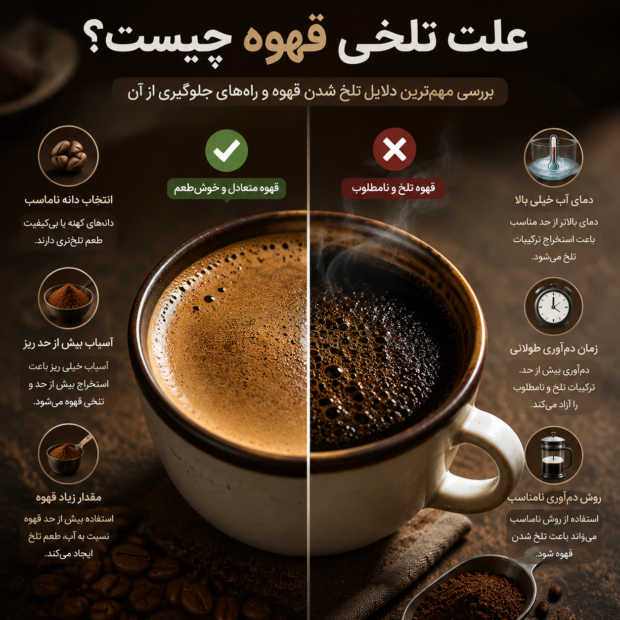 علت تلخی قهوه