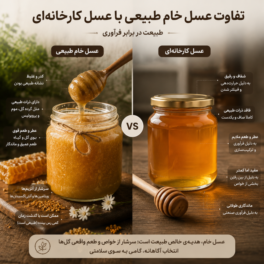 🐝 عسل خام چیست؟ تفاوت عسل خام با عسل معمولی و طبیعی 2 عسل خام چیست