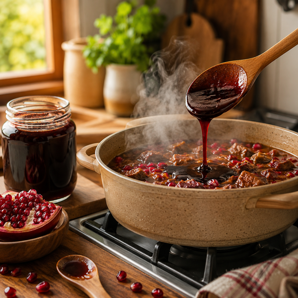 🍎 رب انار را کی به غذا اضافه کنیم؟ اول پخت یا آخر پخت؟ 2 رب انار را کی به غذا اضافه کنیم