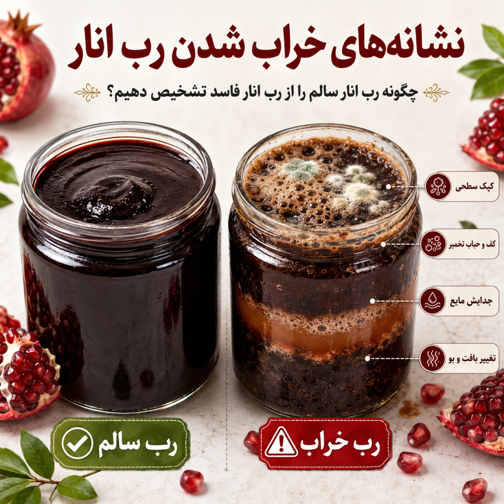 نشانه های خراب شدن رب انار
