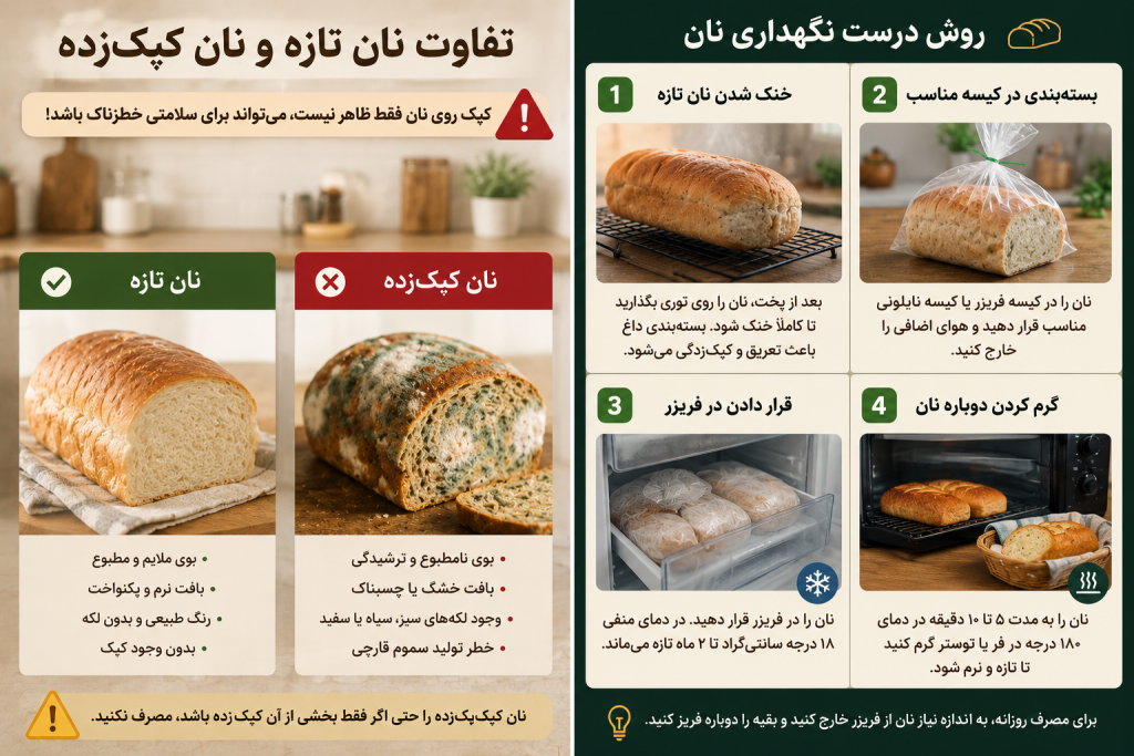🍞 علت کپک زدن نان چیست؟ روشهای جلوگیری از کپک نان در خانه 3 علت کپک زدن نان