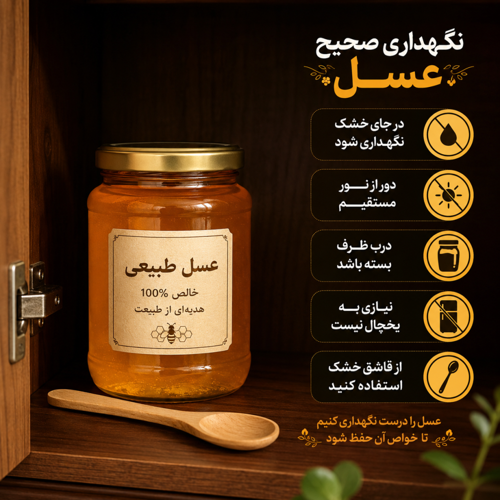 🍯 بهترین ظرف برای نگهداری عسل چیست؟ شیشه، پلاستیک یا فلز؟ 3 بهترین ظرف برای نگهداری عسل