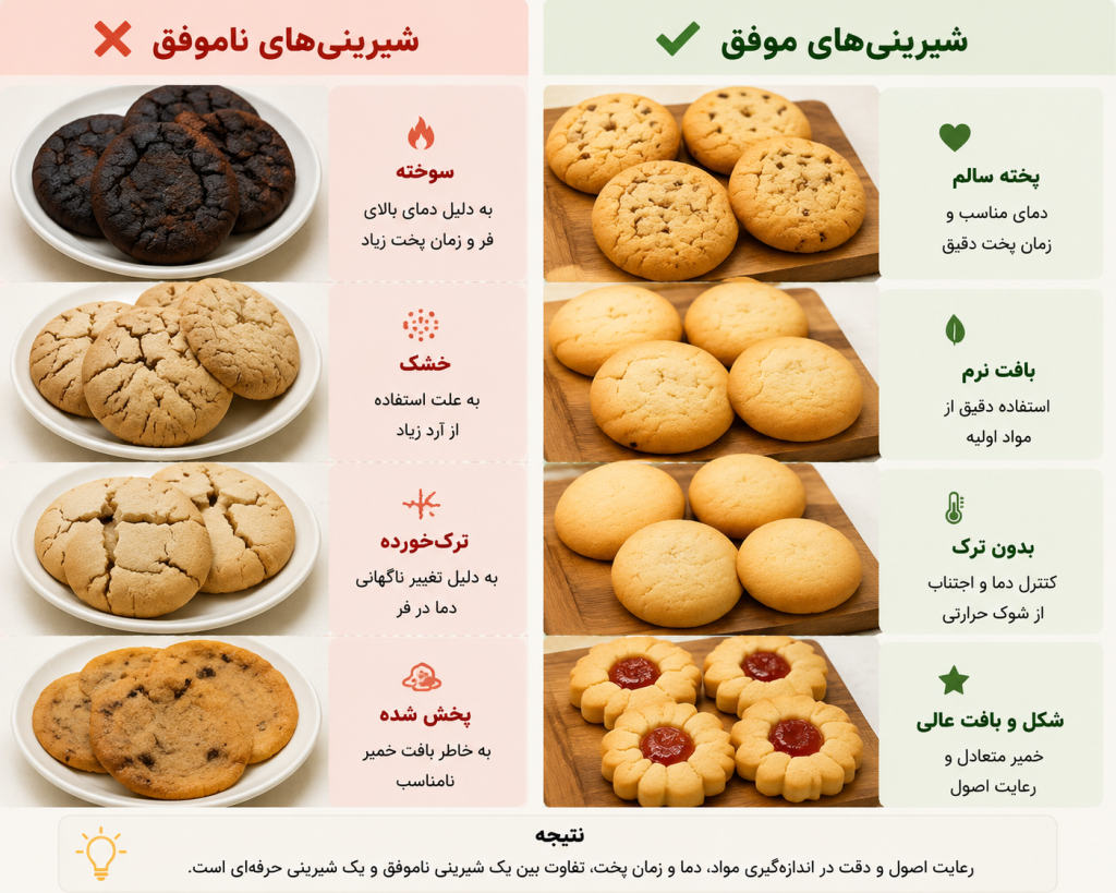 🧁 رایج ترین اشتباهات شیرینی پزی که باید بدانید؛ دلایل خراب شدن شیرینیهای خانگی 3 اشتباهات شیرینی پزی